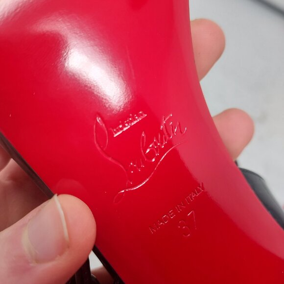 CHRISTIAN LOUBOUTIN Miss Sabina Black Ankle Strap Block Heel Sandal - Picture 9 of 11